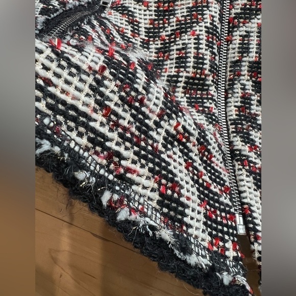 Zara Woman black white and red animal print zipper jacket blazer size XS - Picture 8 of 9